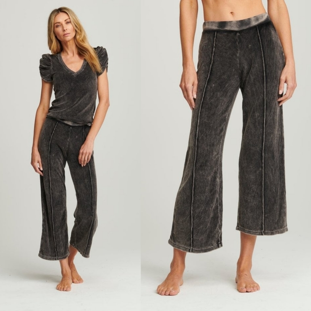 Sundays Washed Olivia Acid Wash Flare Velour Pant Size XS Extra Small - Picture 2 of 6